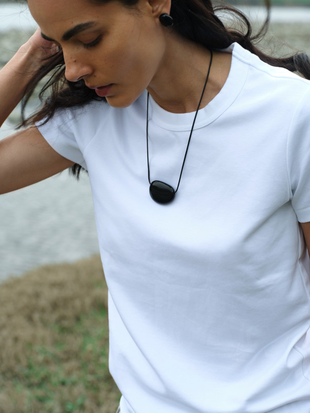 Holly Berry Black Agate Pendant Necklace gembea jewelry