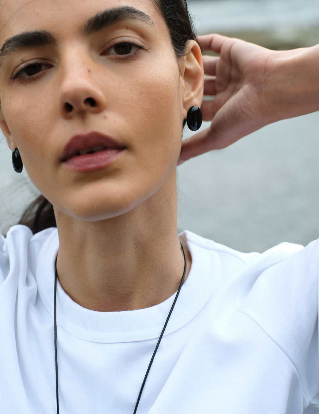 Holly Berry Black Agate Stud Earrings gembea jewelry