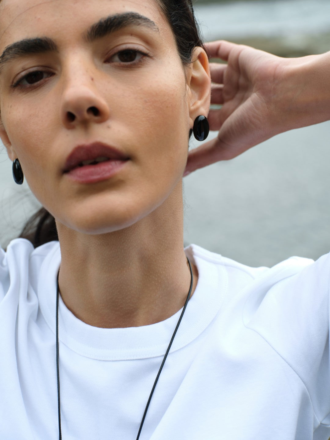 Holly Berry Black Agate Stud Earrings gembea jewelry