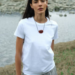 Holly Berry Red Agate Pendant Necklace gembea jewelry