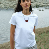 Holly Berry Red Agate Pendant Necklace gembea jewelry