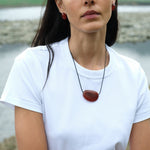 Holly Berry Red Agate Pendant Necklace gembea jewelry