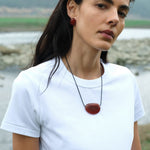 Holly Berry Red Agate Stud Earrings gembea jewelry