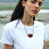 Holly Berry Red Agate Stud Earrings gembea jewelry