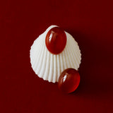 Holly Berry Red Agate Stud Earrings gembea jewelry