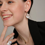 Grey Baroque Pendant Chain Pearl Necklace gembea jewelry