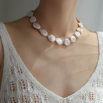 Natural Baroque Shaped Flat Pearl Necklace