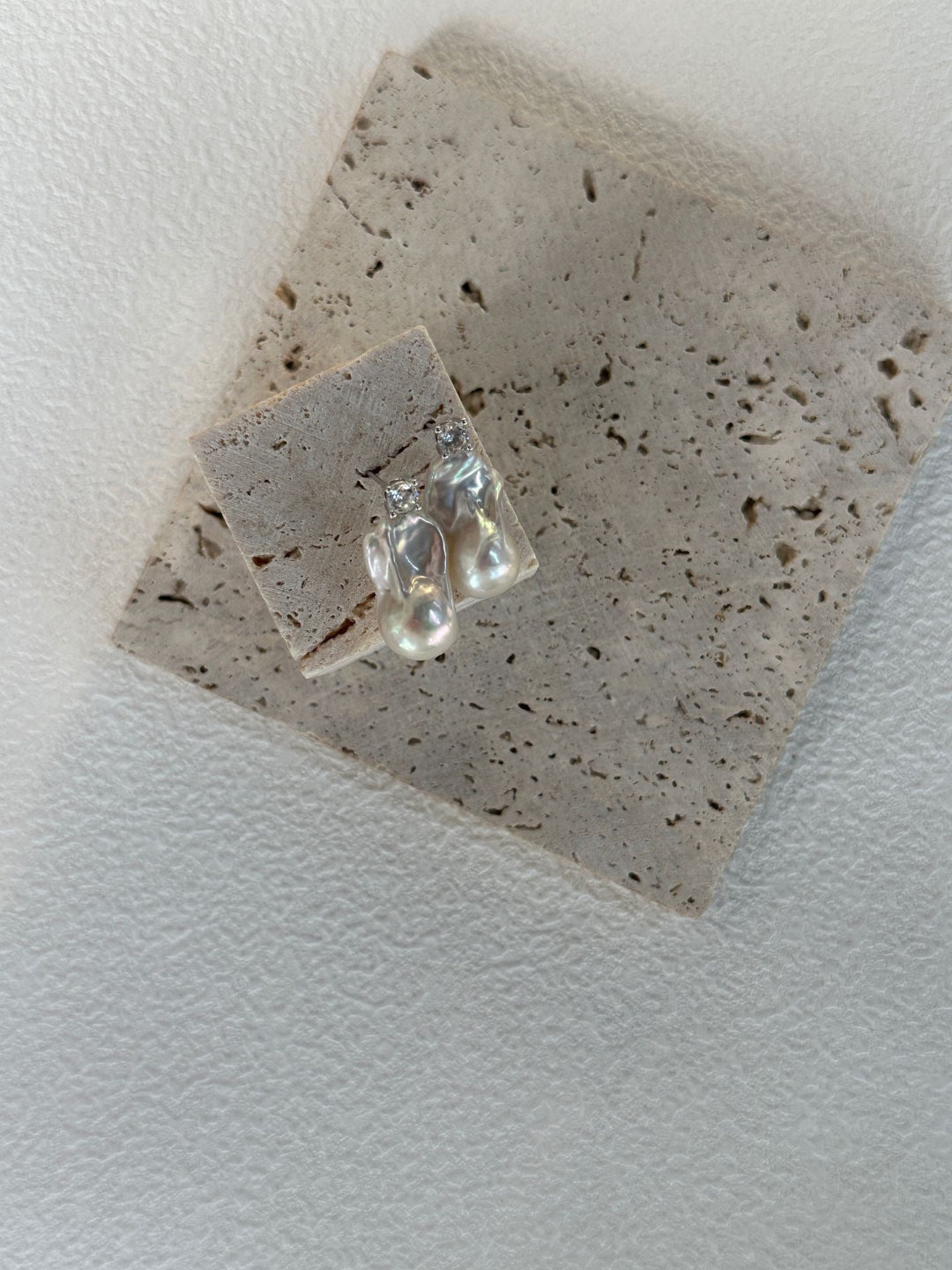 Baroque Pearl Zircon Stud Earrings