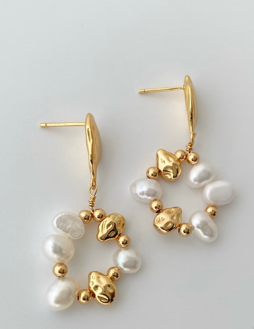 Pearl Circle Drop Earrings