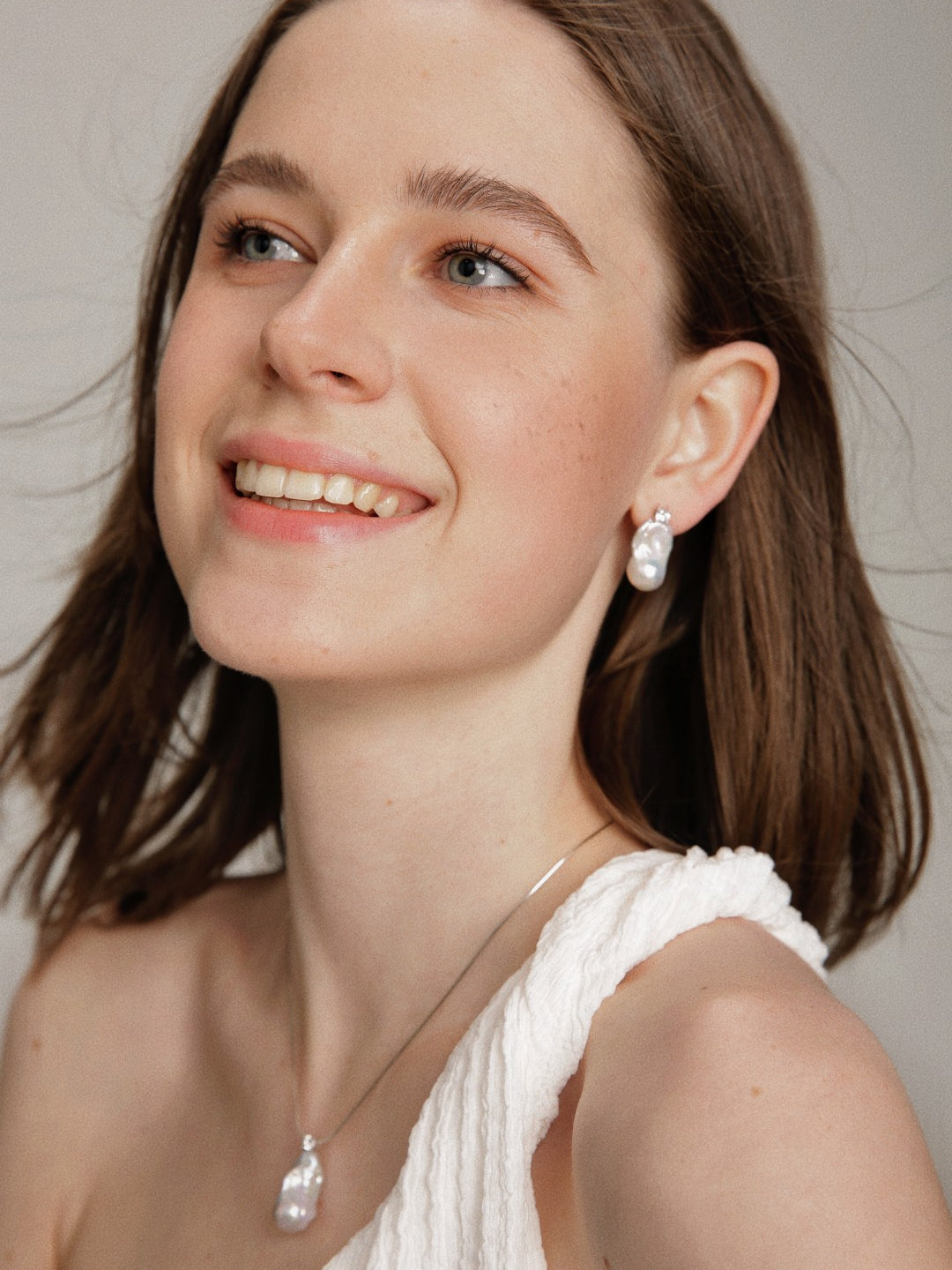 Gembea Jewelry Baroque Pearl Zircon Stud Earrings