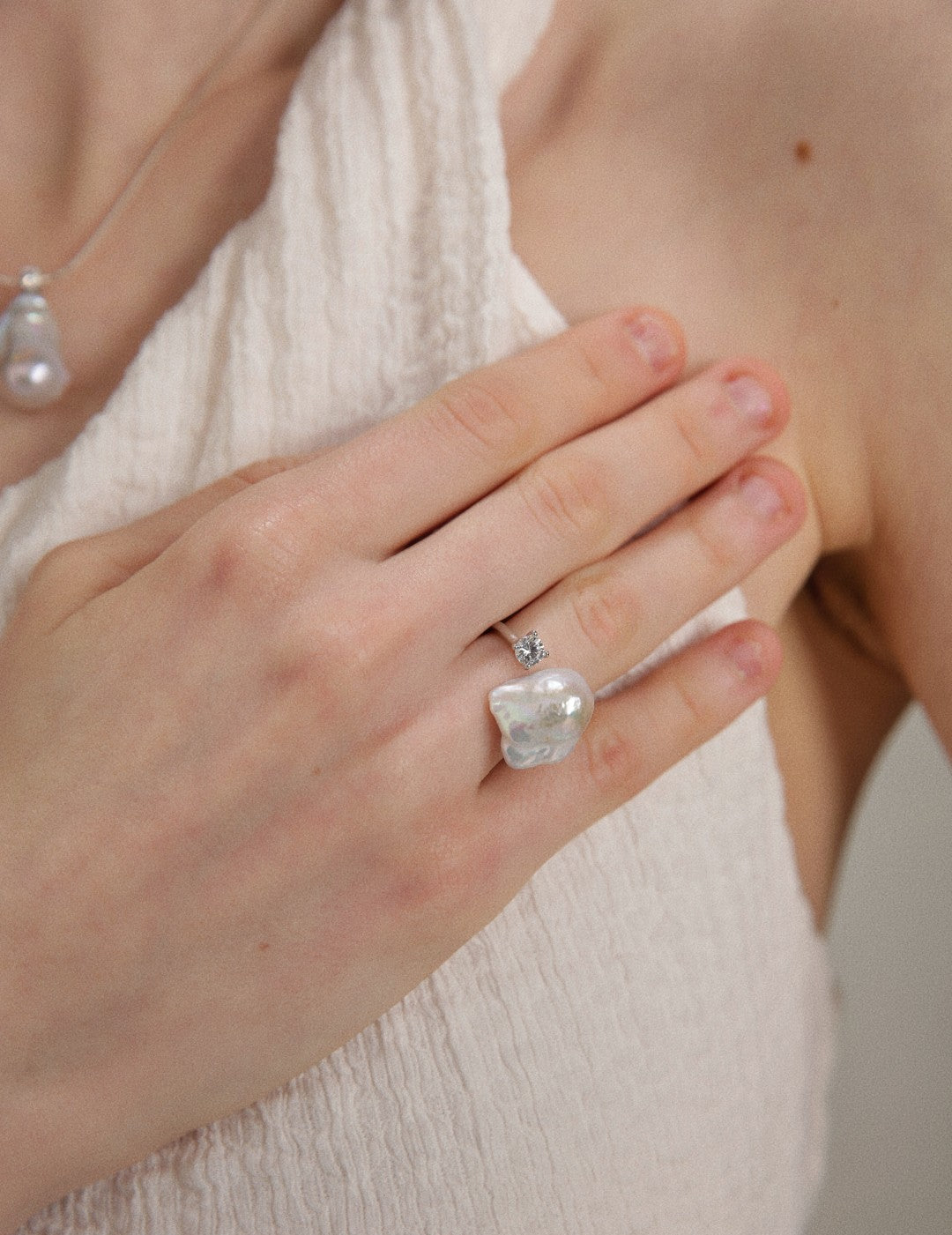 Gembea Jewelry Baroque Pearl Zircon Ring