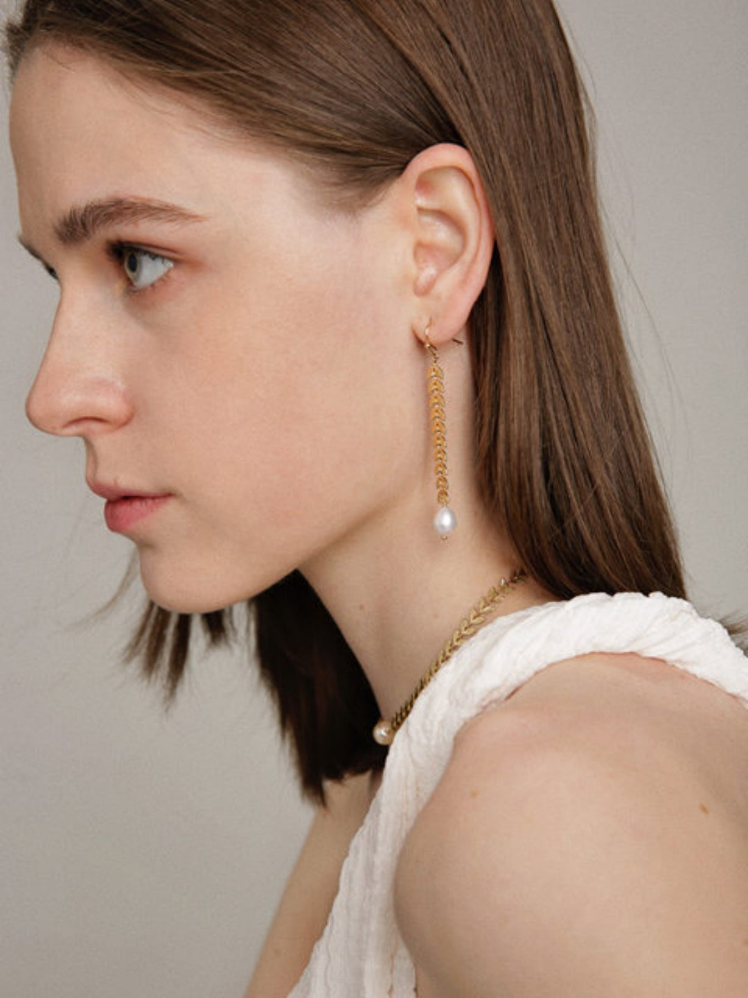 Gembea Jewelry Love and the City Leaf Pearl Earrings