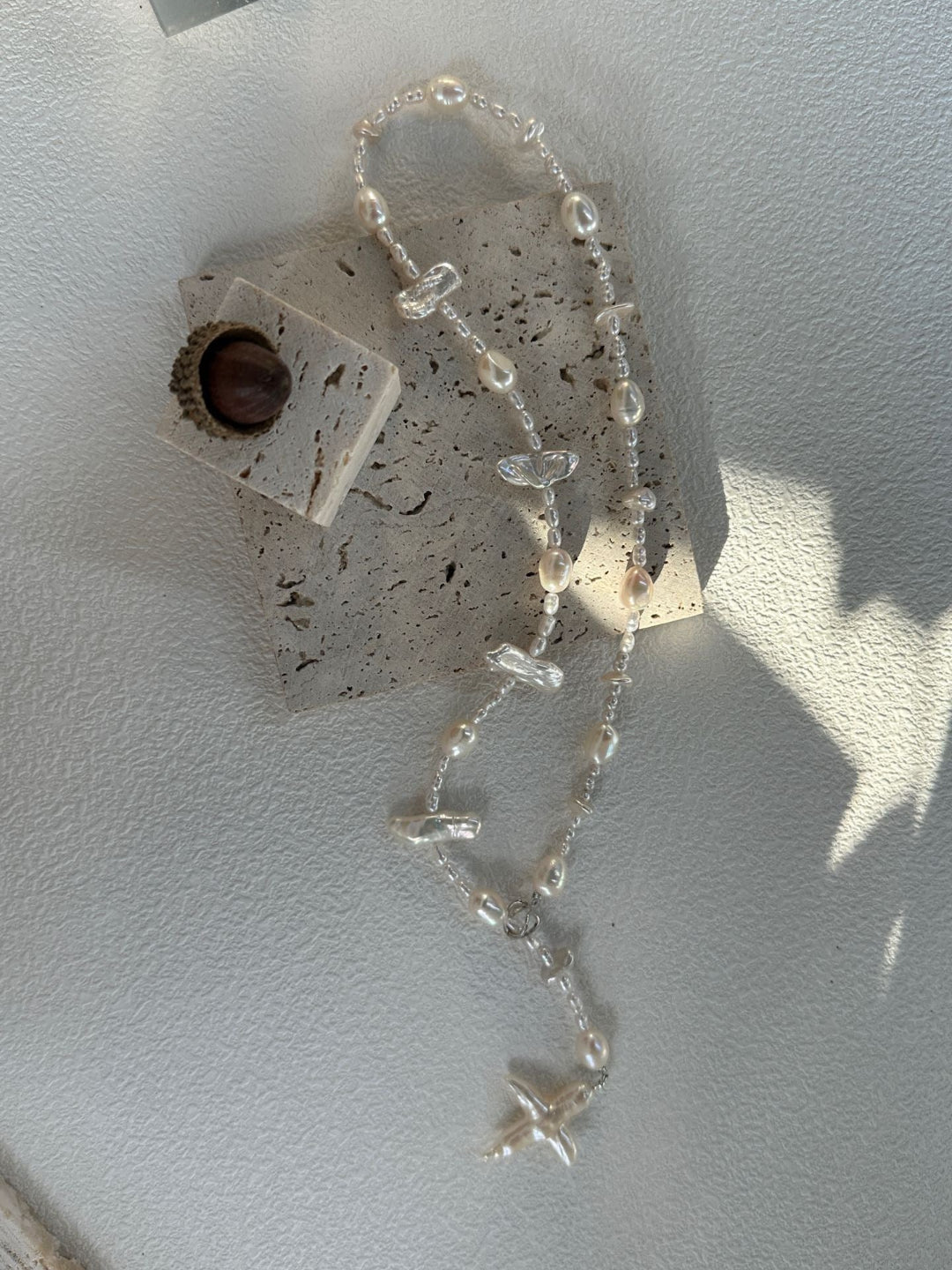 Gembea Jewelry Long Baroque Pearl Cross Necklace