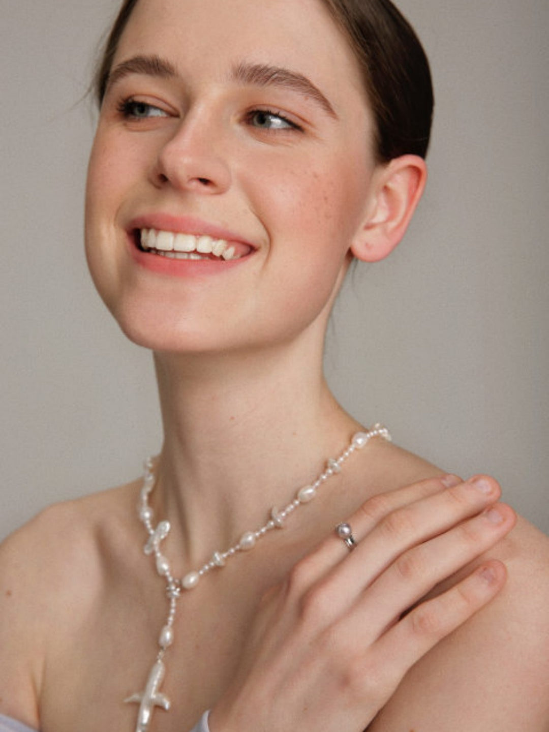 Gembea Jewelry Long Baroque Pearl Cross Necklace