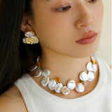 Large Petal Baroque Pearl Collarbone Choker Necklace