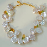 Large Petal Baroque Pearl Collarbone Choker Necklace