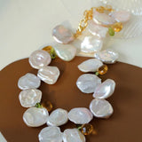 Large Petal Baroque Pearl Collarbone Choker Necklace