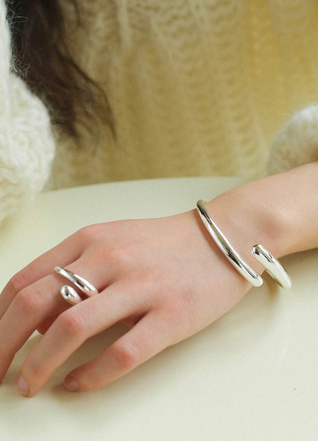 Metal Style Water-drop Open Cuff Bangle Bracelets