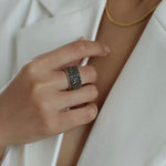 Square Micropaved Zirconia Ring