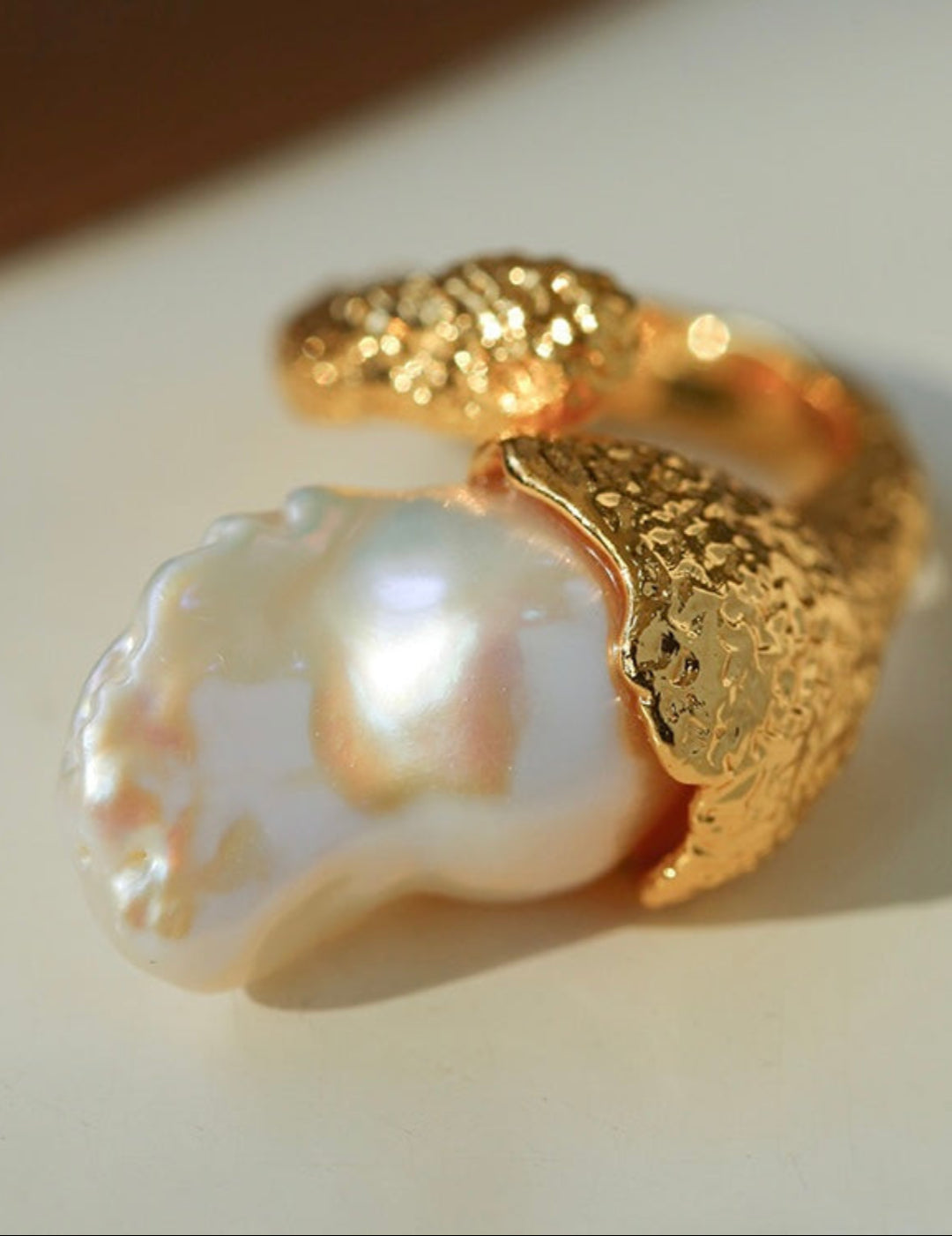 Natural Baroque Pearl Open Ring