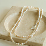 Vintage Multi-layered Long Beaded Pearl Necklace