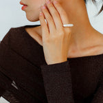 Natural Long Baroque Pearl Open Ring