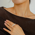 Natural Long Baroque Pearl Open Ring