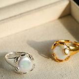 Natural Round Baroque Pearl Open Ring