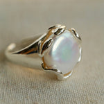 Natural Round Baroque Pearl Open Ring