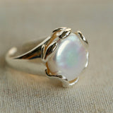 Natural Round Baroque Pearl Open Ring