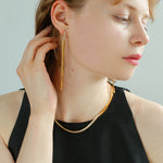 Zircon Metal Long Drop Earrings