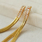 Zircon Metal Long Drop Earrings