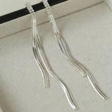 Zircon Metal Long Drop Earrings