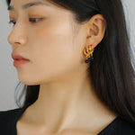 Three Hoops Black Agate Pendant Earrings