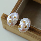 Natural Baroque Pearl Earrings French Vintage