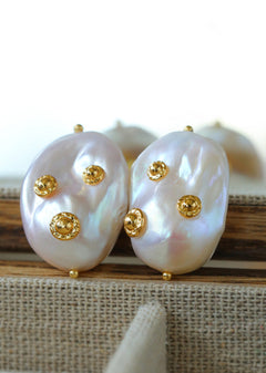 Natural Baroque Pearl Earrings French Vintage