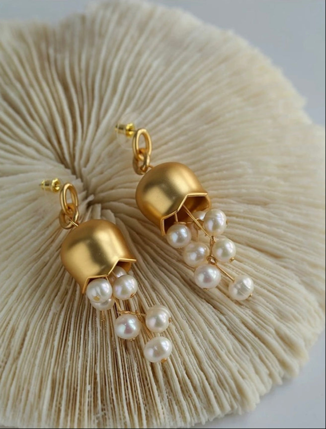 Lily of the Valley Natural Pearl Earrings