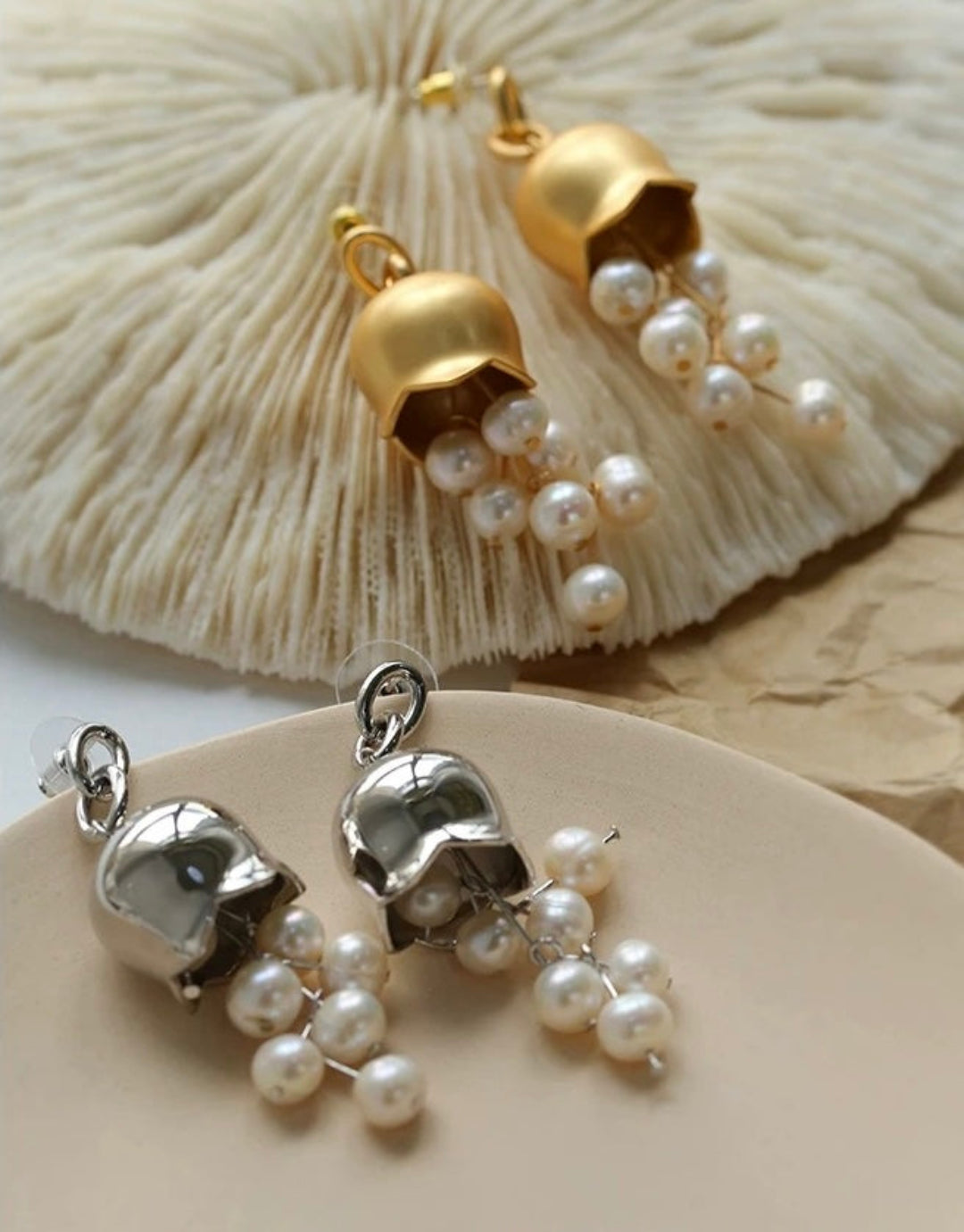 Lily of the Valley Natural Pearl Earrings