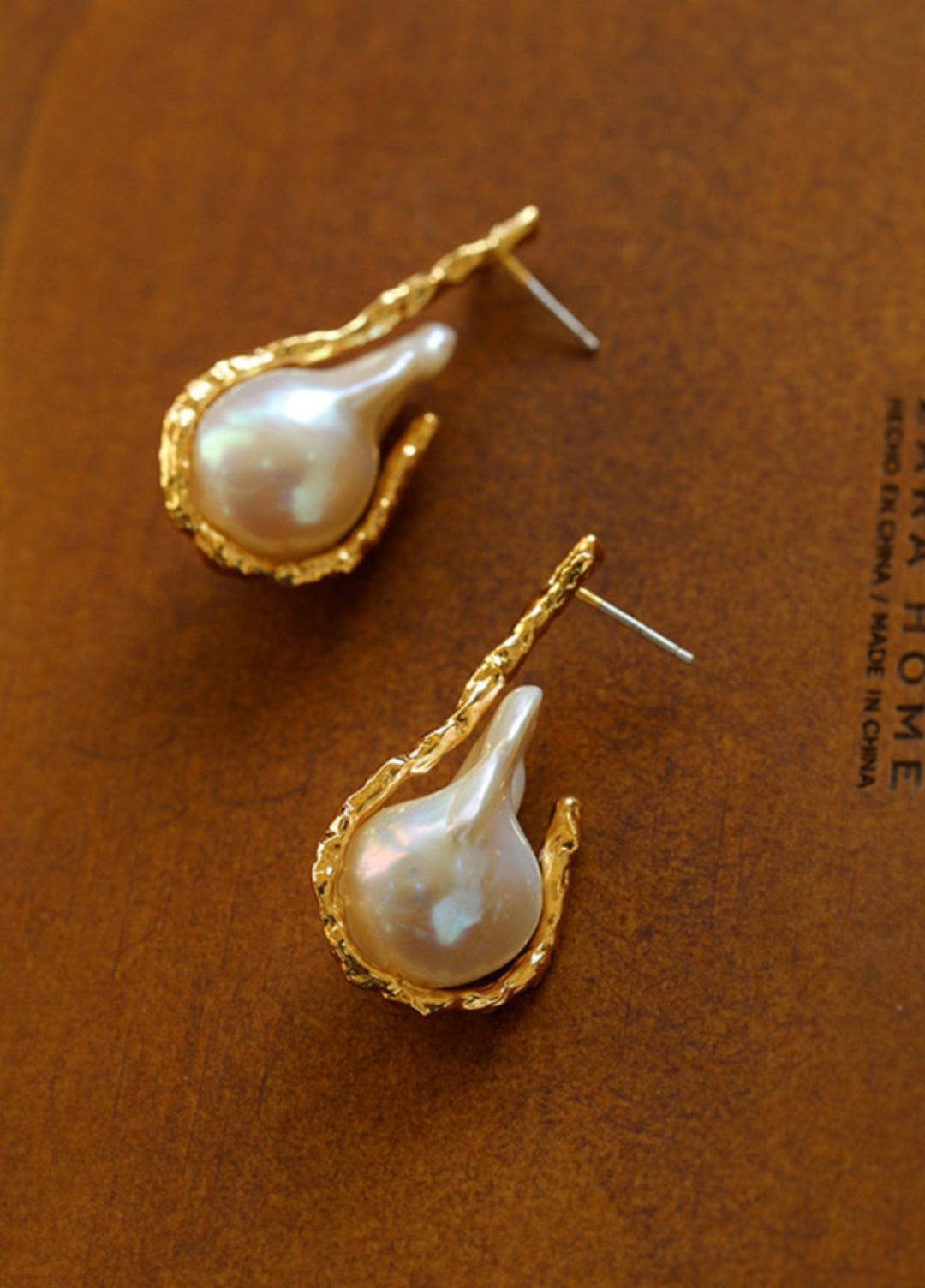 Golden Bough Natural Baroque Pearl Earrings