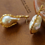 Golden Bough Natural Baroque Pearl Earrings