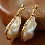 Golden Bough Natural Baroque Pearl Earrings