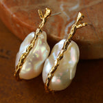 Golden Bough Natural Baroque Pearl Earrings