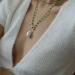 Baroque Pearl Green Agate Beaded Necklace