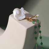 Baroque Pearl Green Agate Beaded Necklace