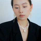 French Style Natural Pearl Baroque Multilayer Necklace