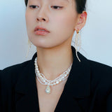 French Style Natural Pearl Baroque Multilayer Necklace