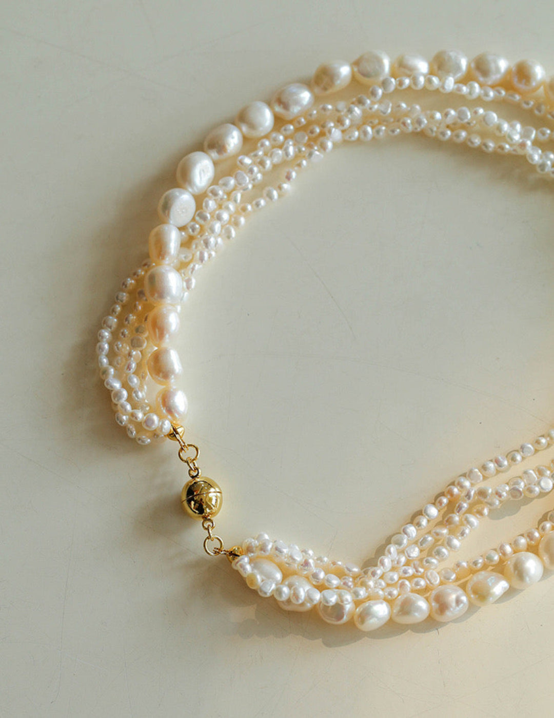 French Style Natural Pearl Baroque Multilayer Necklace