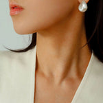 Irregular Brushed Water Drop Stud Earrings