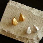 Irregular Brushed Water Drop Stud Earrings