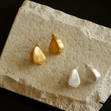 Irregular Brushed Water Drop Stud Earrings